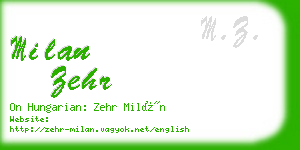 milan zehr business card